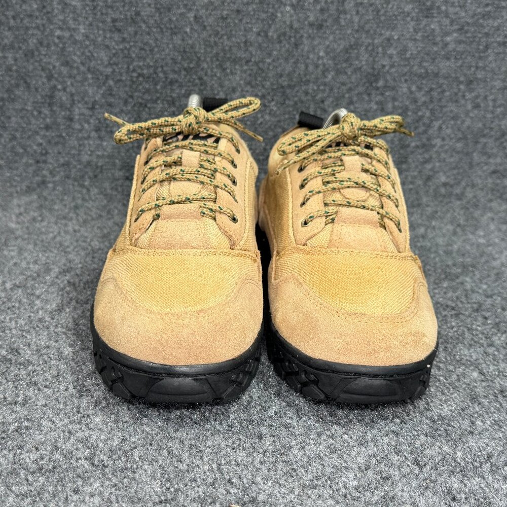 Bike Vintage Hiking Shoe Womens Size 8 Tan Canvas Burlap Suede Low Lace Athletic - Picture 2 of 12
